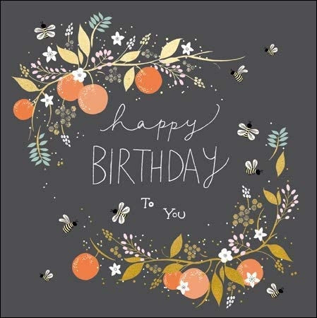 Peach and Prosecco Oranges Birthday Card
