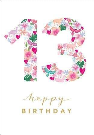 Floral 13th Birthday Card - House of Cards