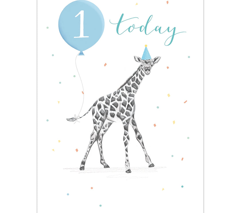 Giraffe 1st Birthday Card