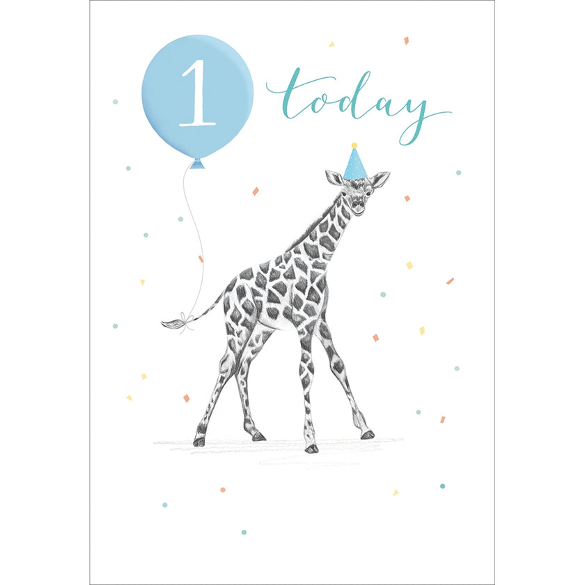 Giraffe 1st Birthday Card