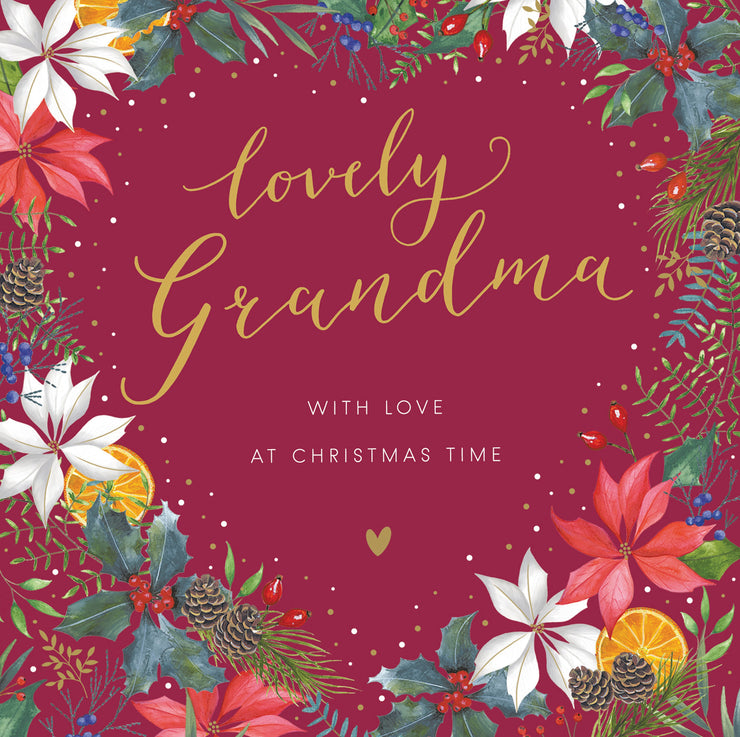 Grandma Wreath with Love at Christmas Card