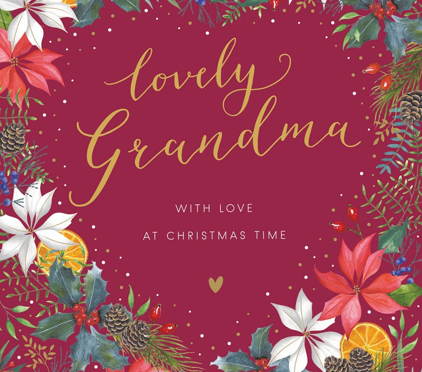 Grandma Wreath with Love at Christmas Card