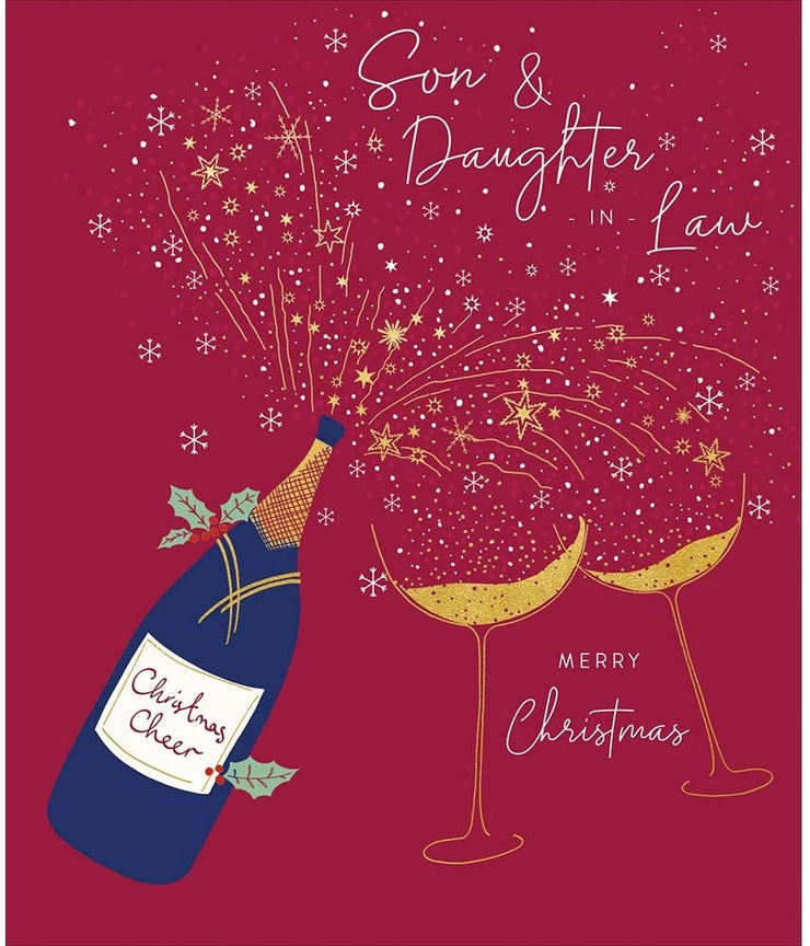 Peach and Prosecco Son and Daughter-in-law Christmas Card