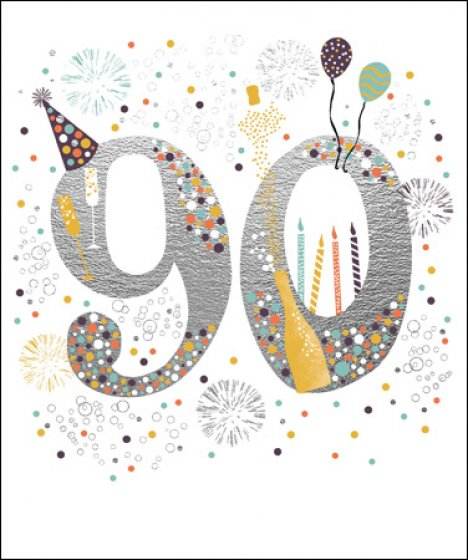 Balloons and Drinks 90th Happy Birthday Card - House of Cards