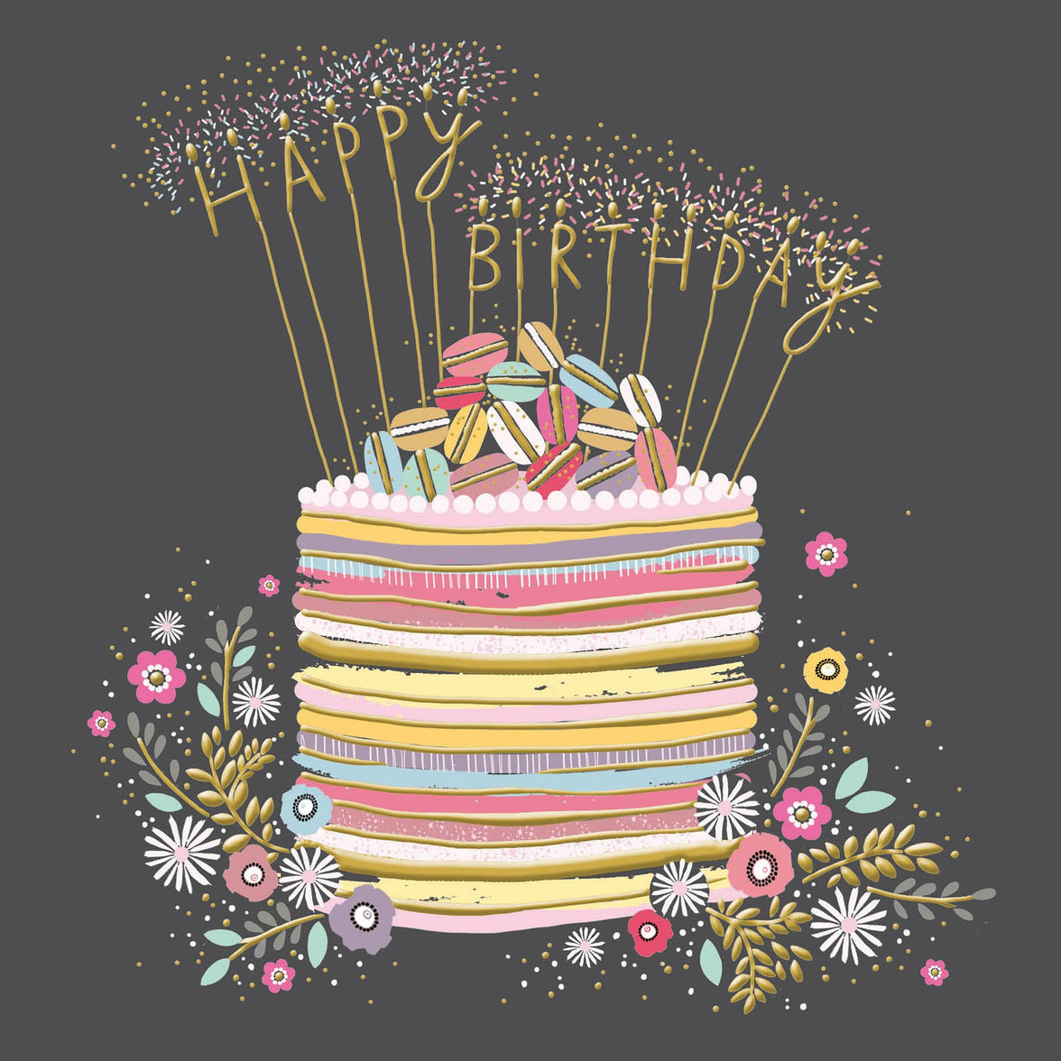 Peach and Prosecco Birthday Cake Greeting Card - House of Cards