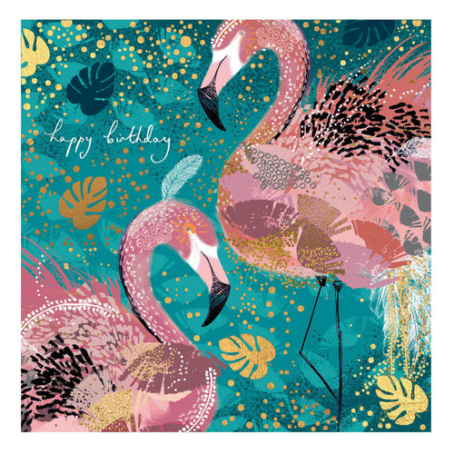 SparkFlamingos Stylish Happy Birthday Card - Opium Greeting Cards