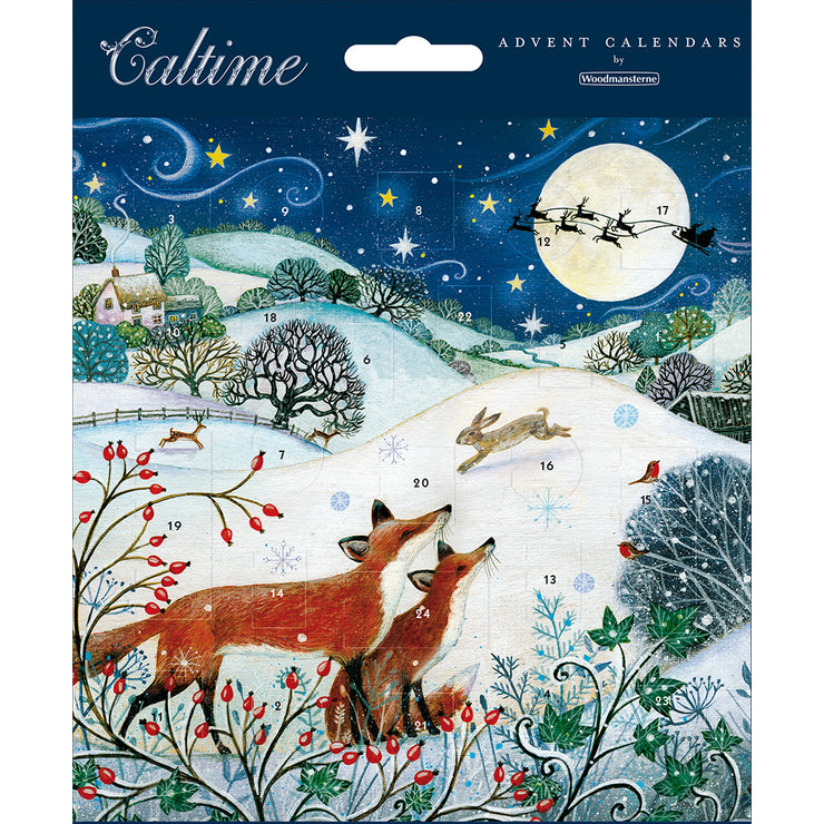 Foxes Winter Scene Advent Calendar Card