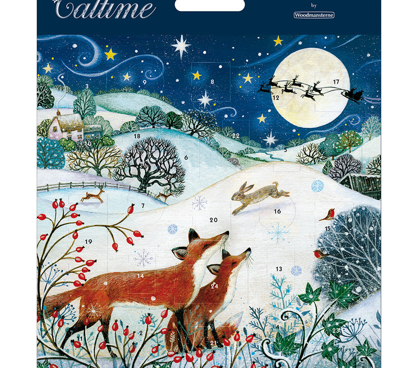 Foxes Winter Scene Advent Calendar Card