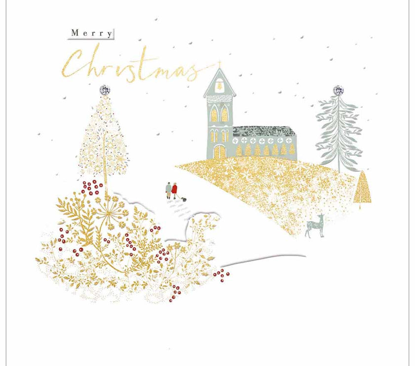 Traditional Church Merry Christmas Card
