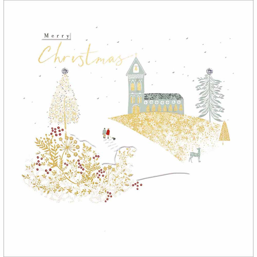 Traditional Church Merry Christmas Card