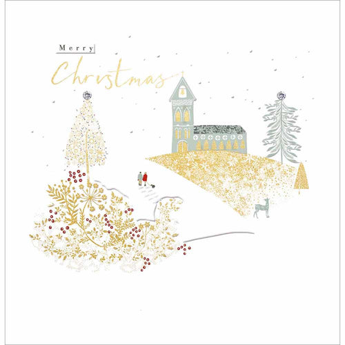 Traditional Church Merry Christmas Card