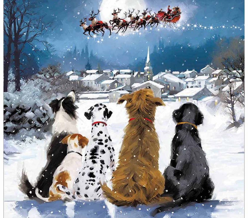 Dogs Waiting for Santa Christmas Card