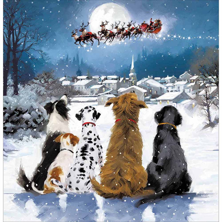 Dogs Waiting for Santa Christmas Card