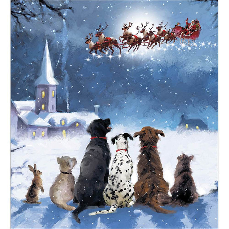 5 Dogs Waiting For Santa Charity Christmas Cards - House of Cards