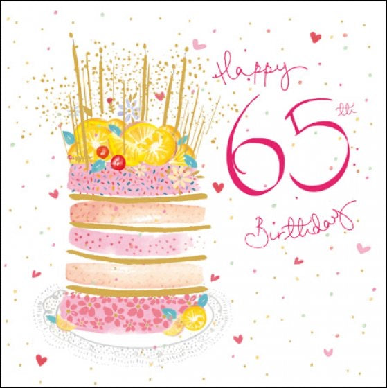 Pink 65th Happy Birthday Card