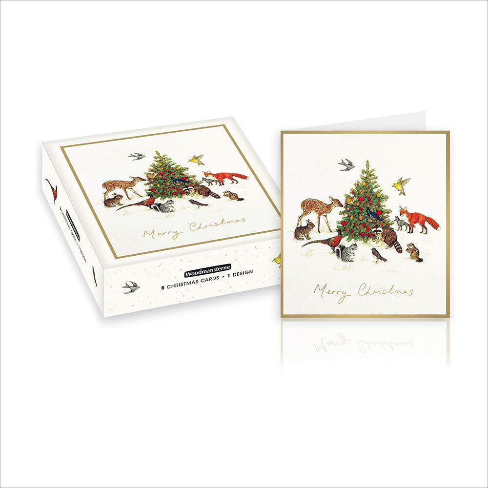 Box of 8 Animals Around The Tree Christmas Cards - House of Cards