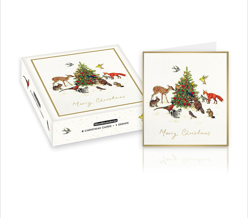 Box of 8 Animals Around The Tree Christmas Cards