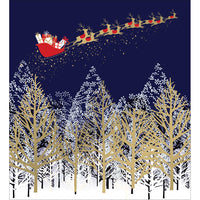 Box of 8 Santas Sleigh Over Woodland Christmas Cards