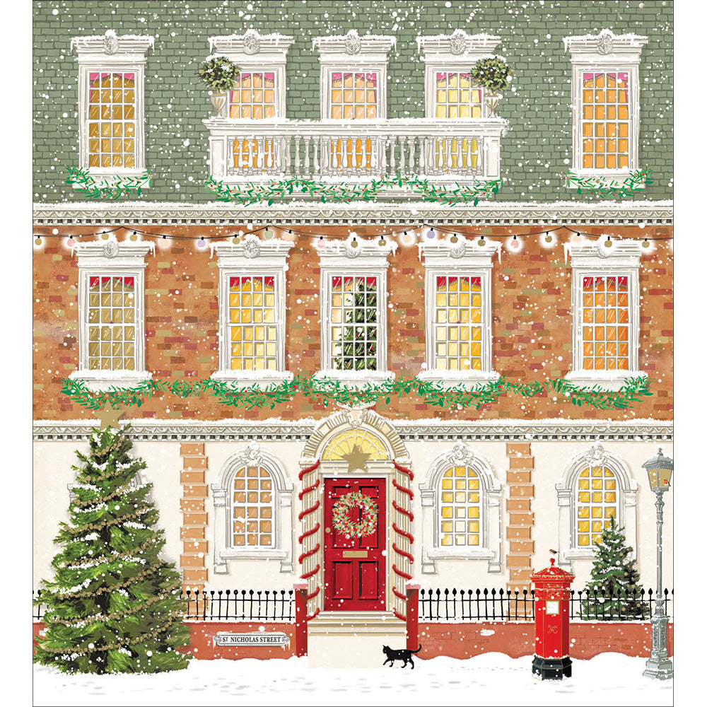 Box of 8 Snowy Decorated Street Christmas Cards