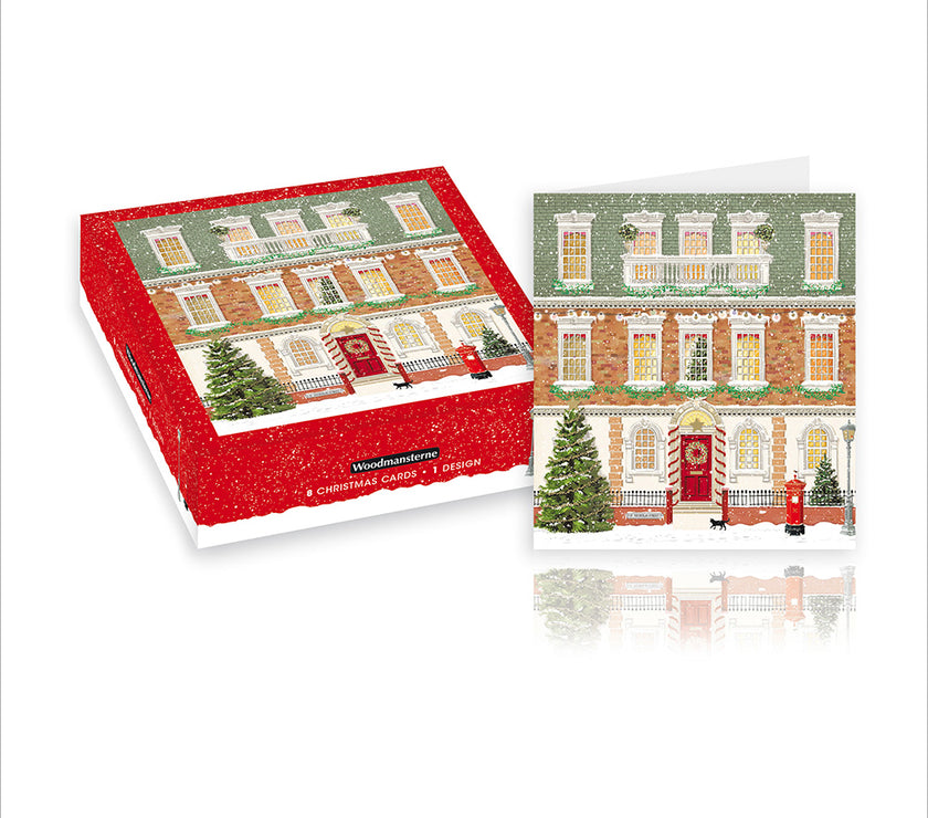 Box of 8 Snowy Decorated Street Christmas Cards