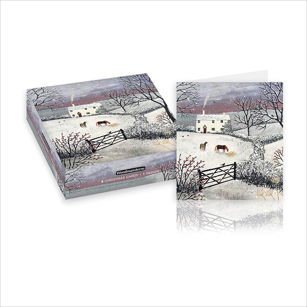 Box of 8 Snowy Winter Farmyard Christmas Cards - House of Cards