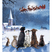 Box of 8 Dogs Waiting For Santa Christmas Cards