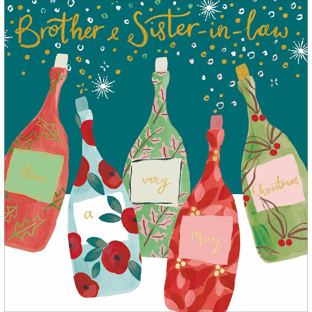 Bottles Brother and Sister-in-law Christmas Card - House of Cards