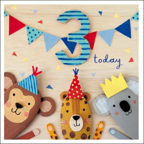 Party Time 3 Today Birthday Card