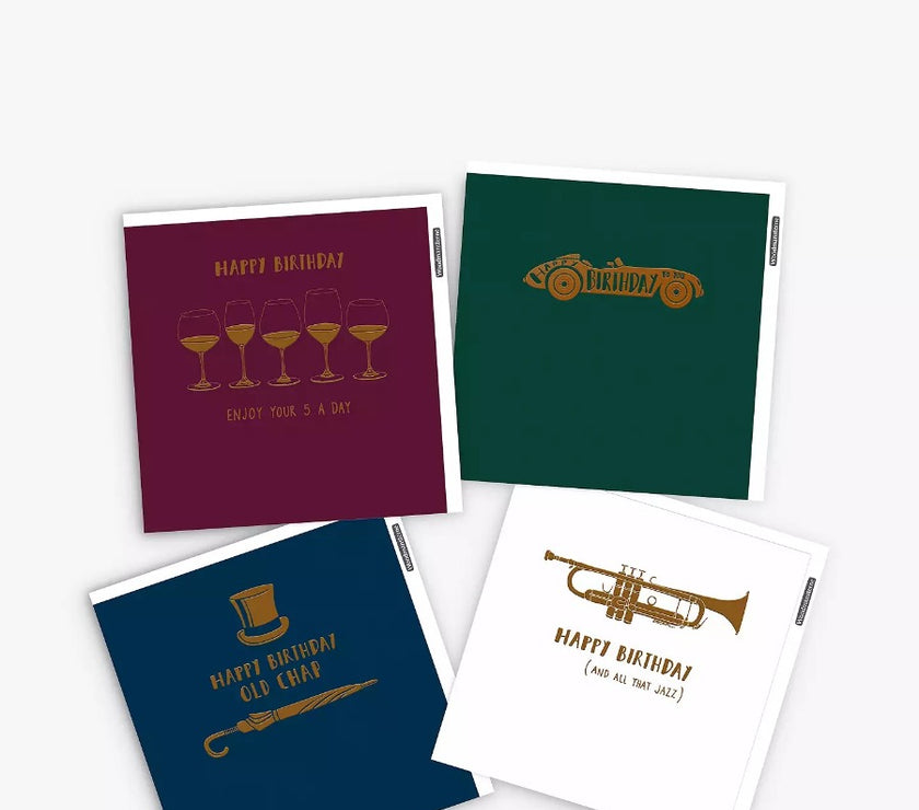 Pack of 4 Sophisticated Birthday Cards