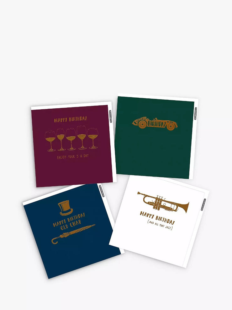 Pack of 4 Sophisticated Birthday Cards
