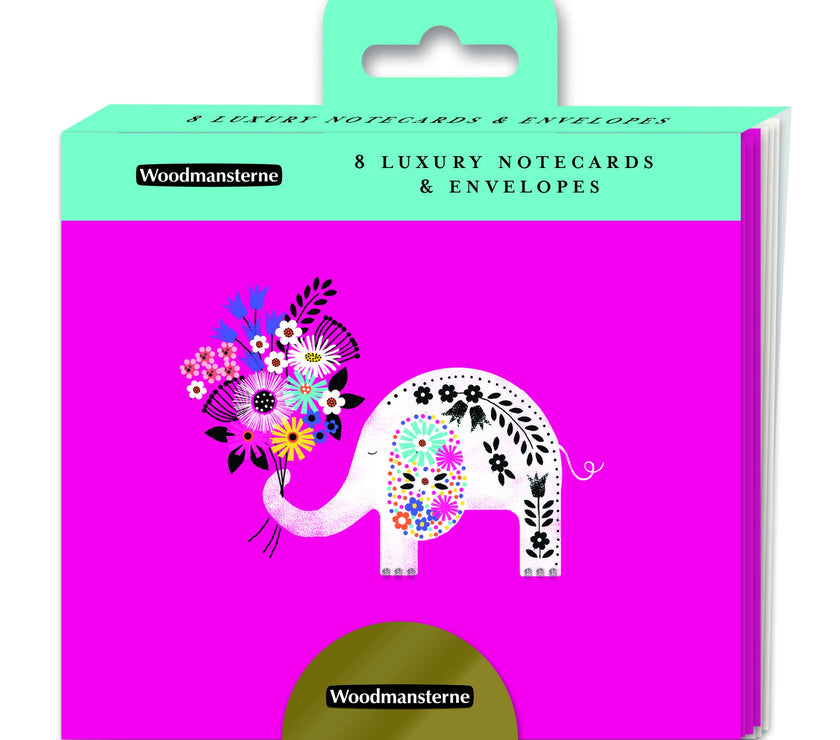 Elephant With Flowers Notelets