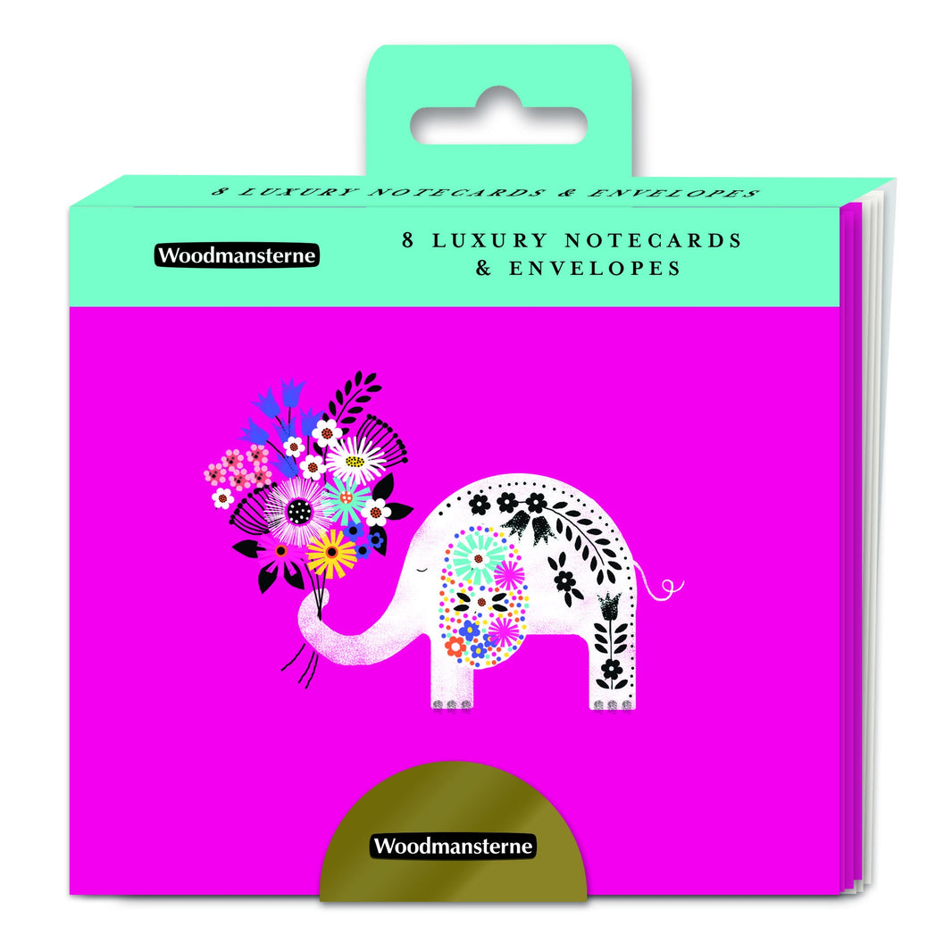 Elephant With Flowers Notelets