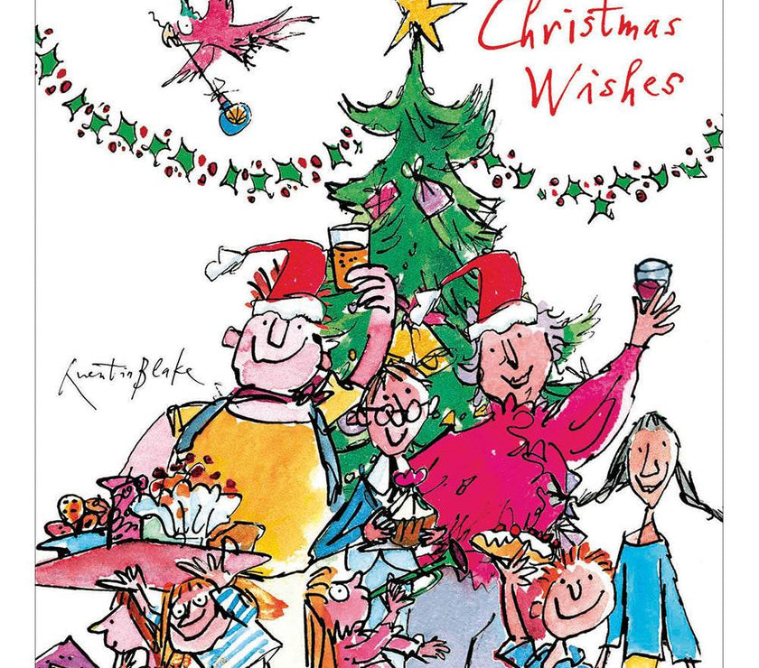 5 Quentin Blake Family Christmas Wishes Charity Christmas Cards - House of Cards
