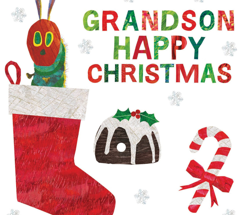 Hungry Caterpillar Grandson Happy Christmas Card