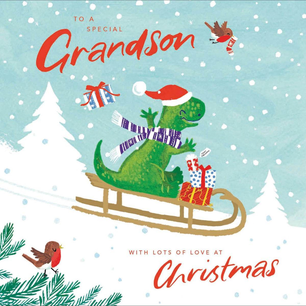 Special Grandson Dinosaur Christmas Card - House of Cards