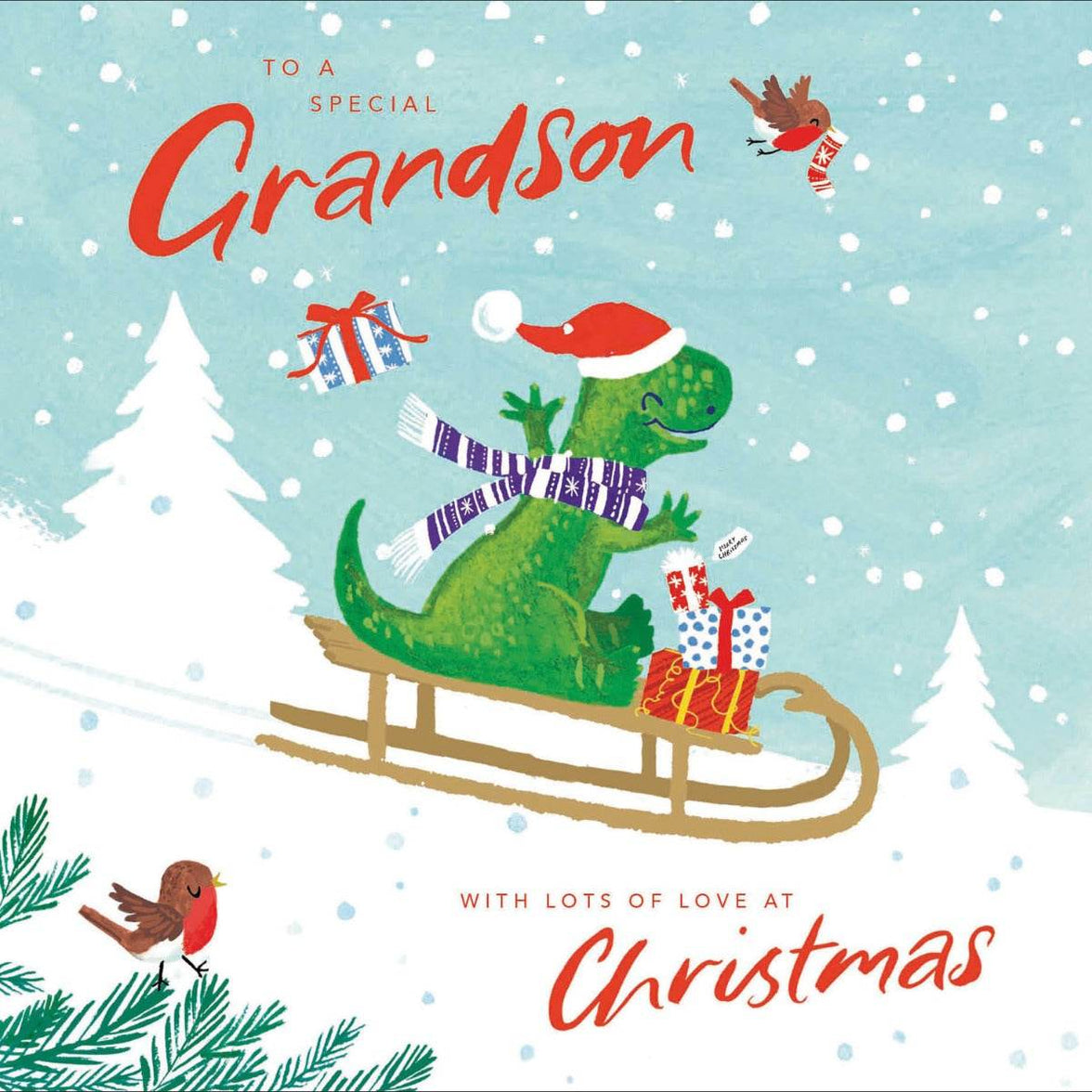 Special Grandson Dinosaur Christmas Card - House of Cards