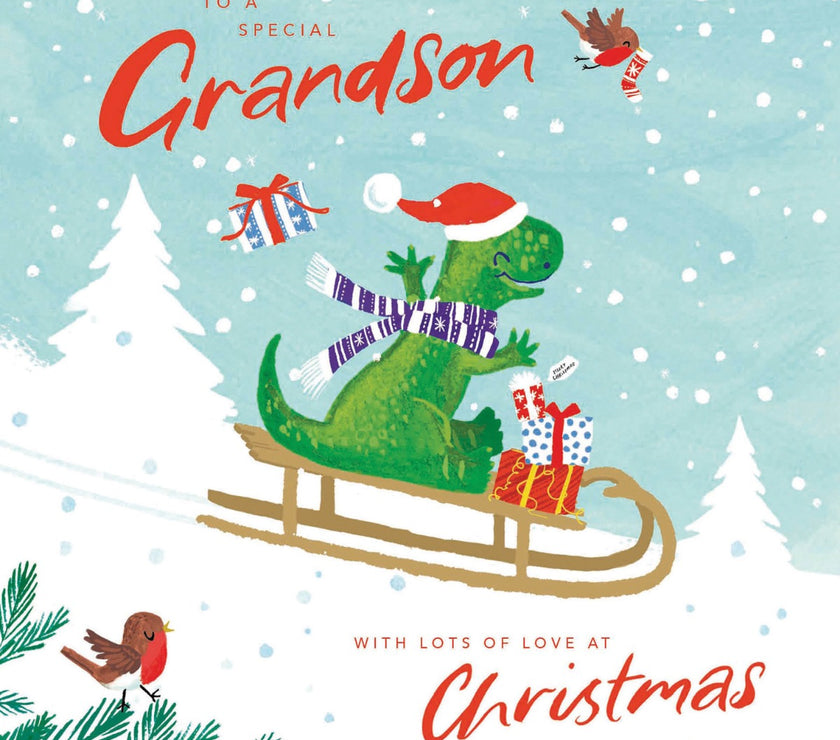 Special Grandson Dinosaur Christmas Card