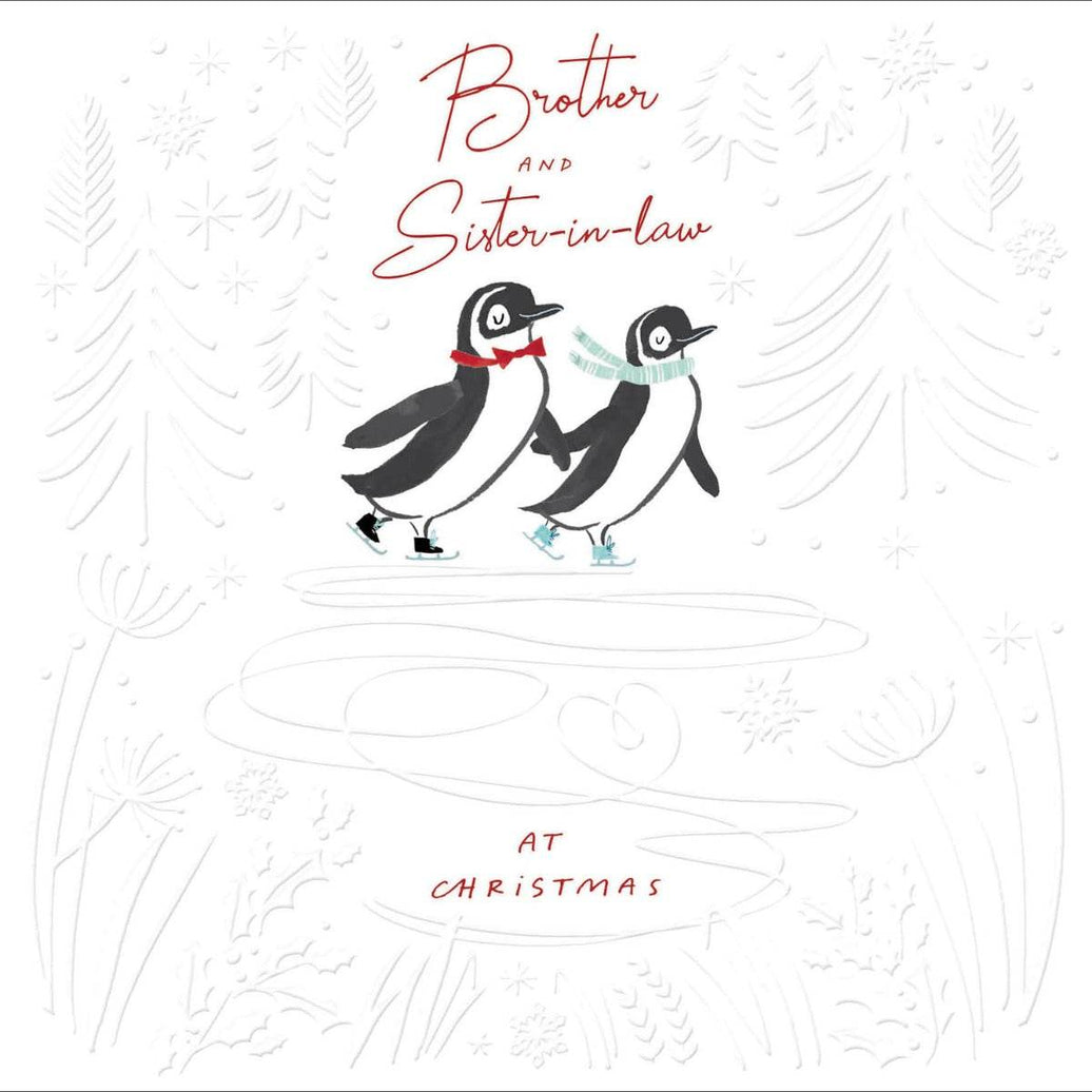 Brother and Sister-in-law Penguins Christmas Card - House of Cards
