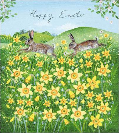 Bunnies Daffodil Field Easter Card - House of Cards