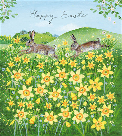 Bunnies Daffodil Field Easter Card