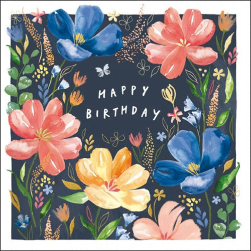 Spring Flowers Happy Birthday Card