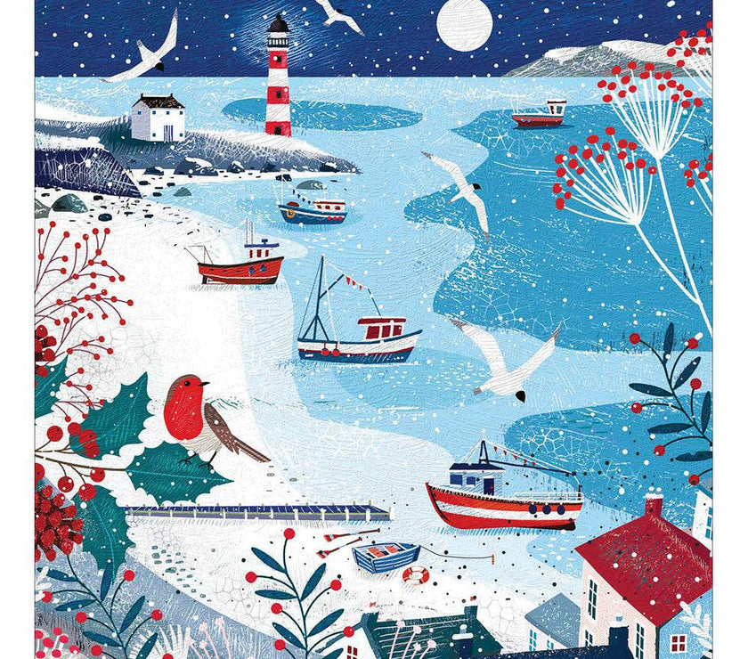 5 Snowy Harbour Charity Christmas Cards - House of Cards