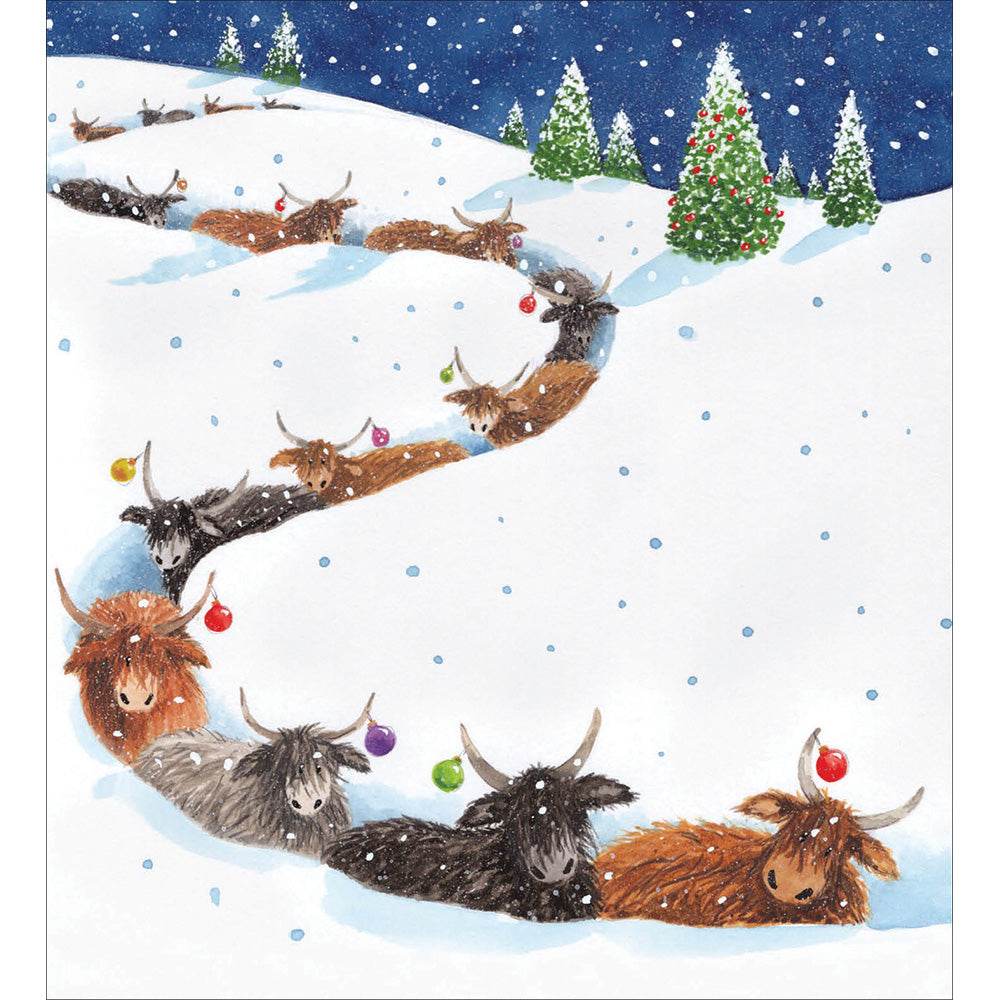5 Highland Cow Patrol Charity Christmas Cards - House of Cards