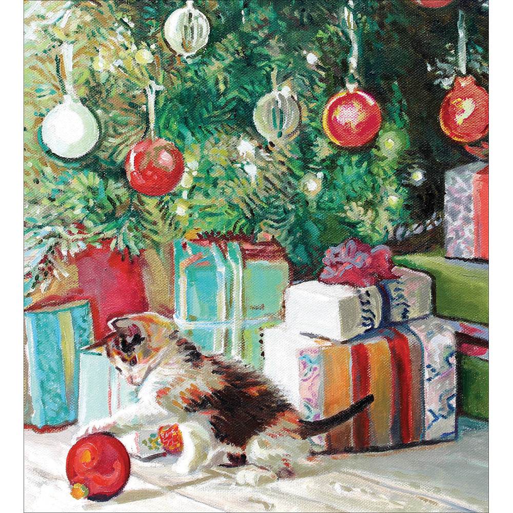5 Cat and Bauble Charity Christmas Cards - House of Cards