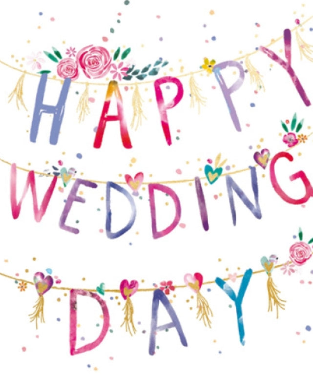 Pink Happy Wedding Day Greeting Card