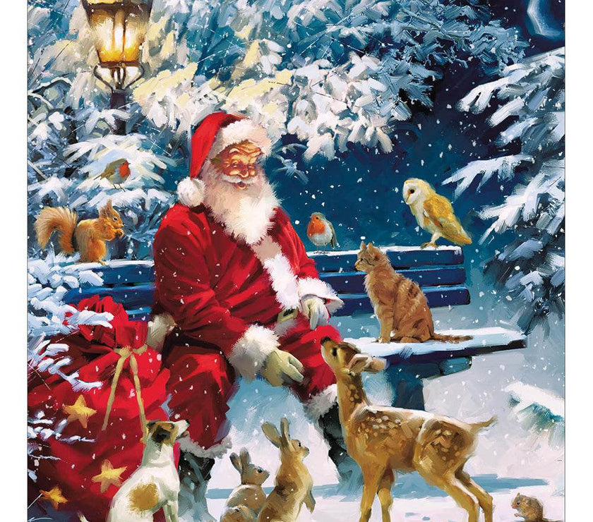 5 Santa on a Bench Charity Christmas Cards - House of Cards