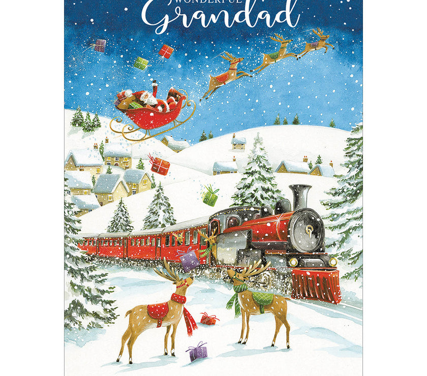 Wonderful Grandad Train Christmas Card