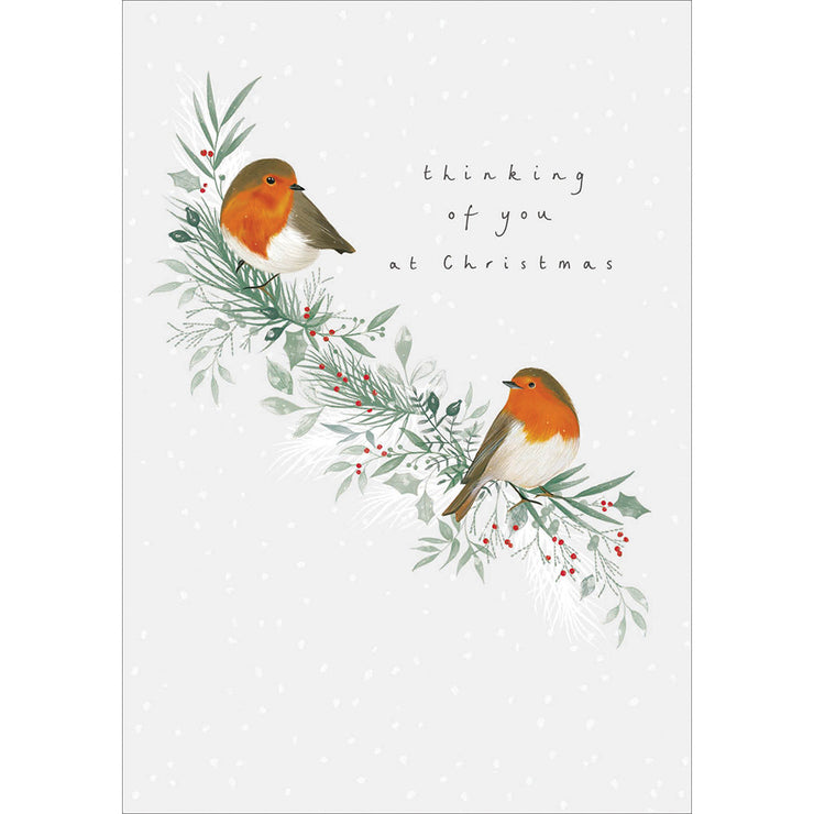 Thinking of You Robins Christmas Card