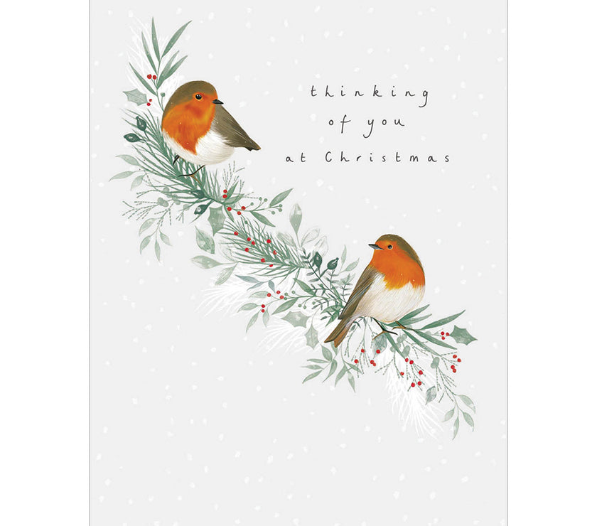 Thinking of You Robins Christmas Card