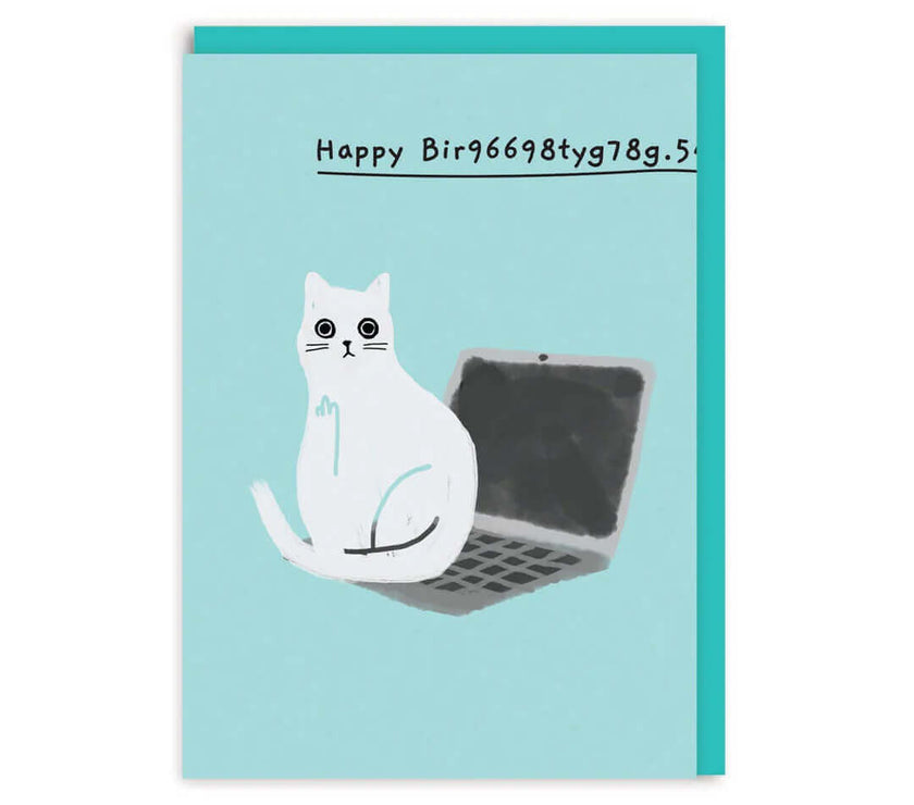Cat On Laptop Greeting Card